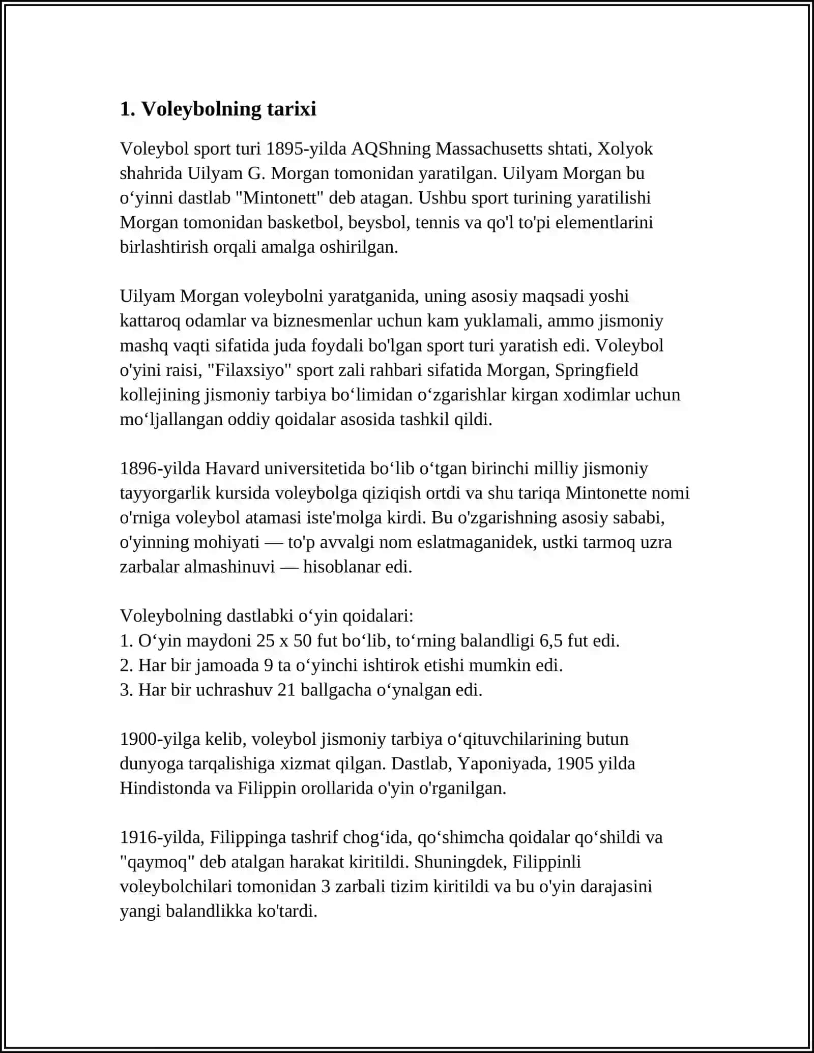 VALEYBOL SPORT TURI HAQIDA MUSTAQIL ISH 3