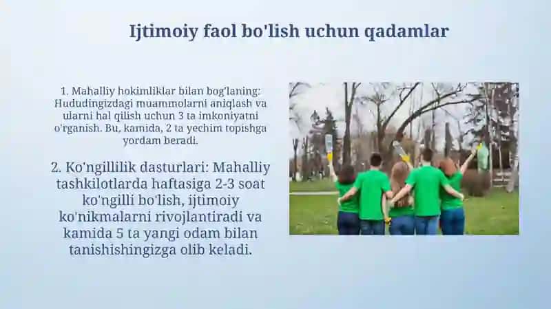 Ijtimoiy masʼuliyat va jamoadagi hamkorlik oʻquvchilar uchun 3