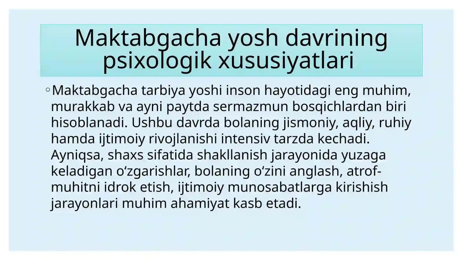 MAKTABGACHA TARBIYA YOSHIDAGI INQIROZ HOLATLARI VA ULARNING PSIXOLOGIK-PEDAGOGIK XUSUSIYATLARI 3