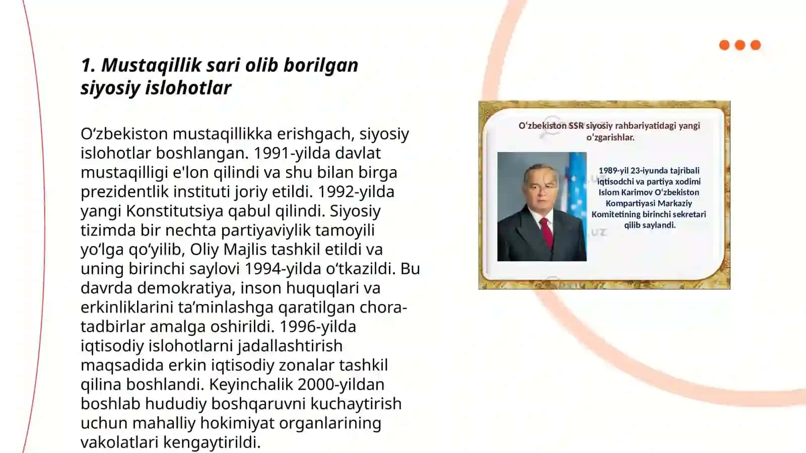 Mustaqillikka erishish arafasida Oʻzbekistondagi ijtimoiy siyosiy jarayonlar 3