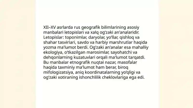Rus xalqlarining geografik bilimlarning rivojlanishi va sayyohlari. (12-17-asrlar) 3