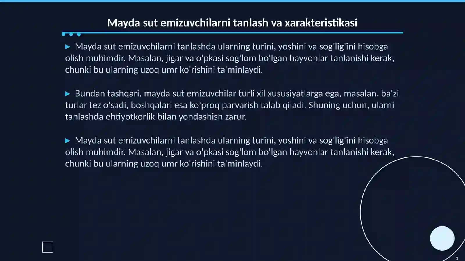 Mayda sut emizuvchilar va ularni parvarishlash yo'llarini o'rgatish 3