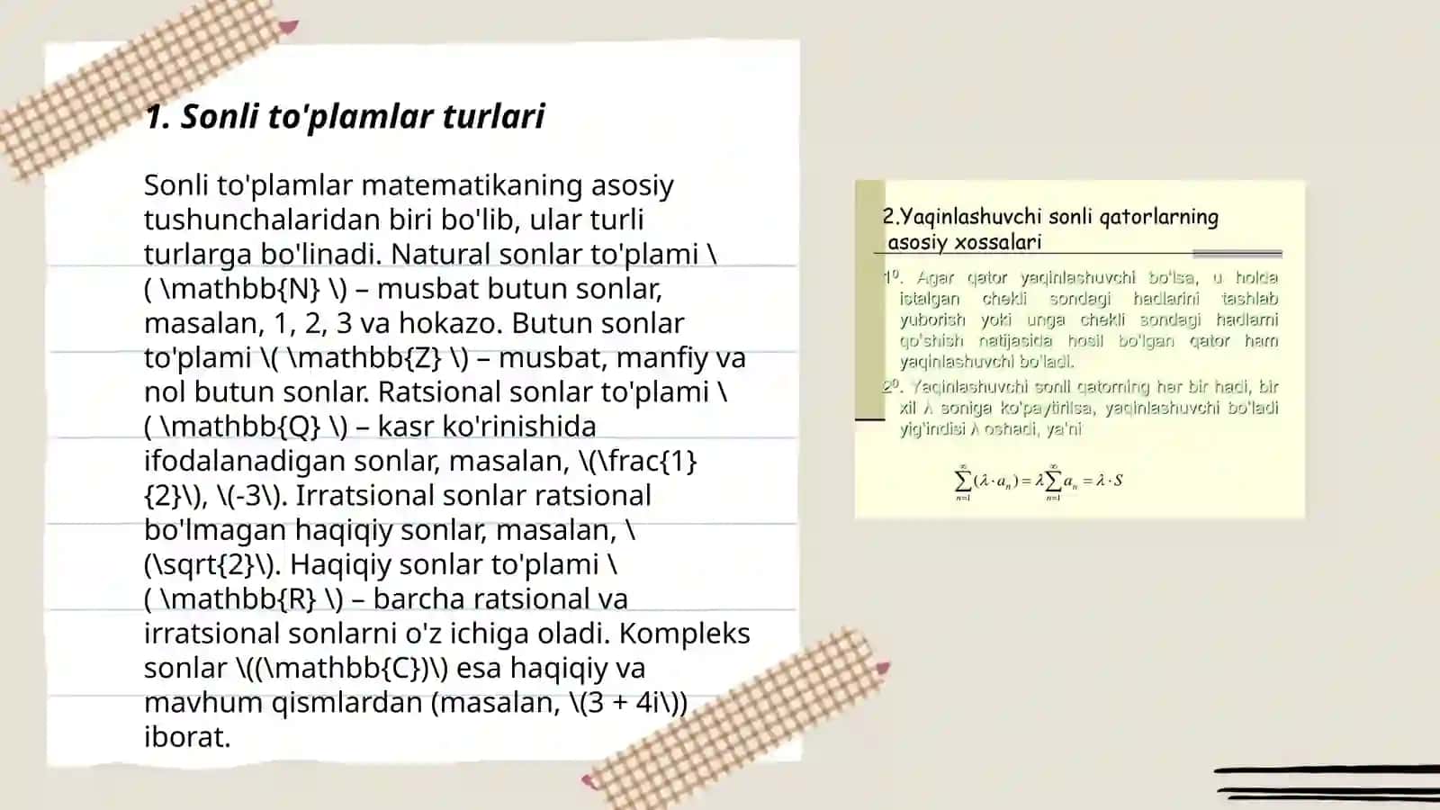 Sonli to'plamlar turlari 3