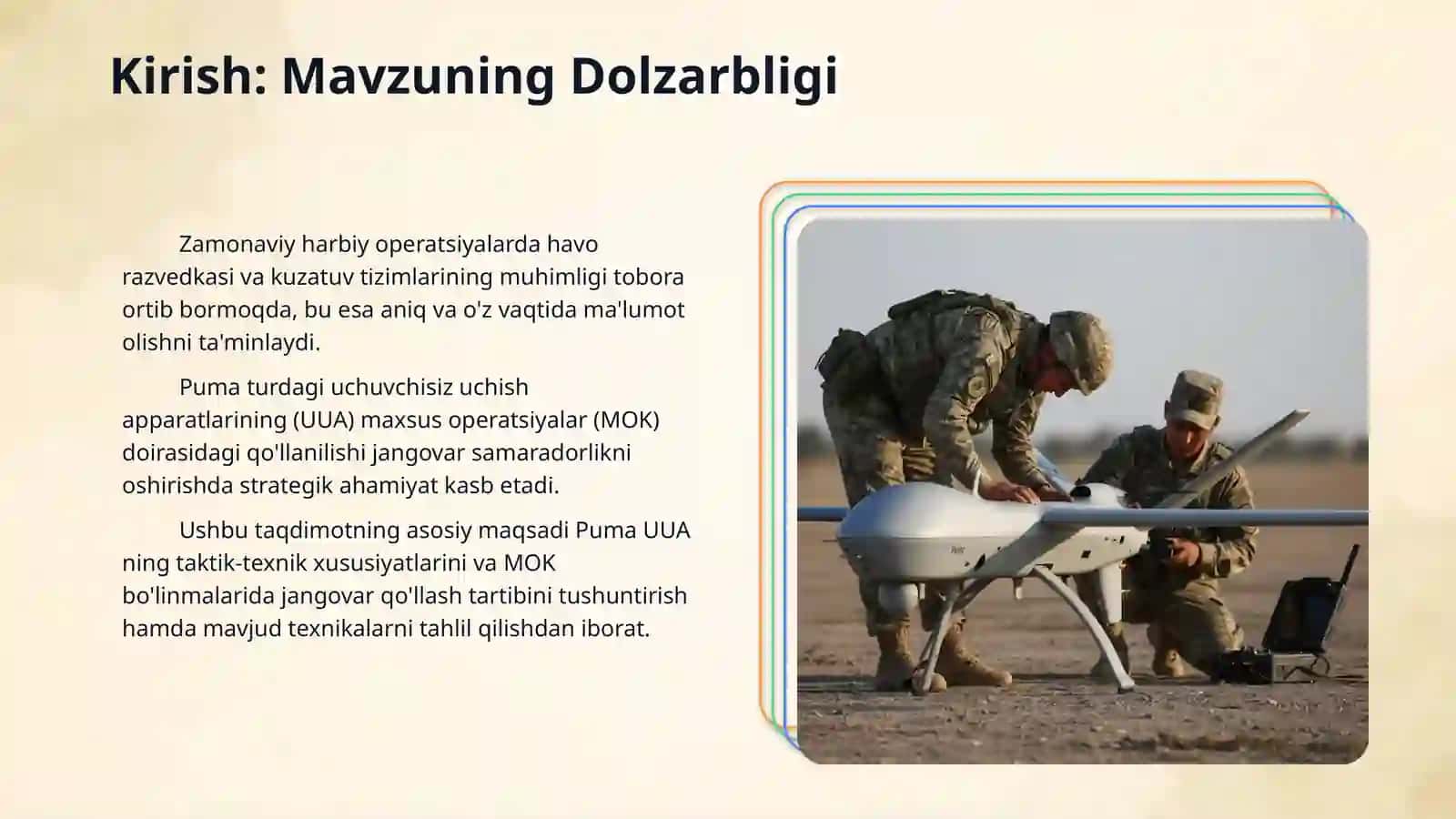 MOK bólinmalarida mavjud UUA móljallanishi, taktik-texnik tavsifi va jangovor qóllash tartibi (Puma). 3