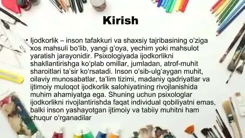 Atrof muhitning ijodkorlikni shakillanishiga ta’siri 3