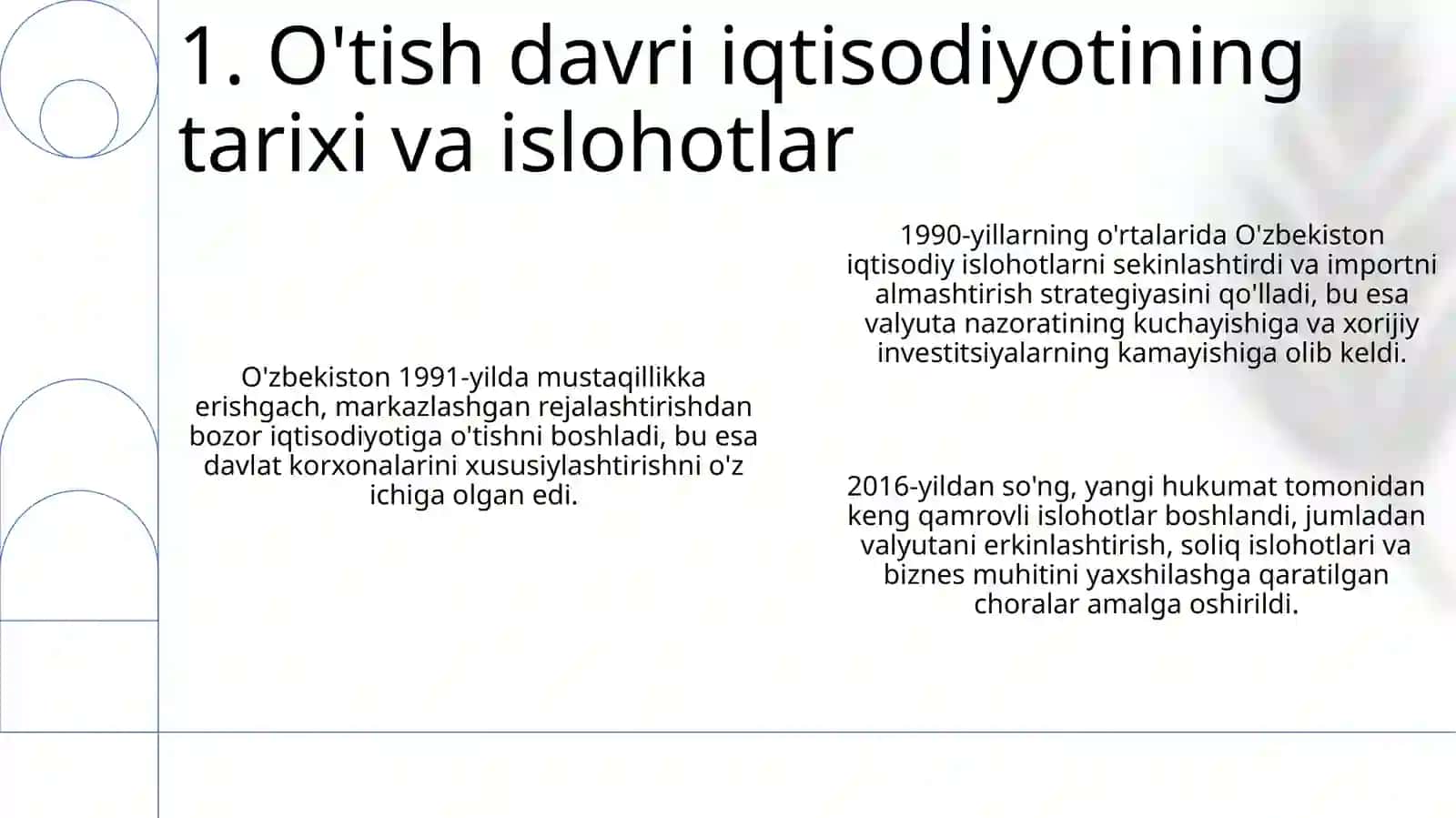 O'tish davridagi O'zbekiston iqtisodiyoti: Islohotlar va Makroiqtisodiy Tendentsiyalar 3