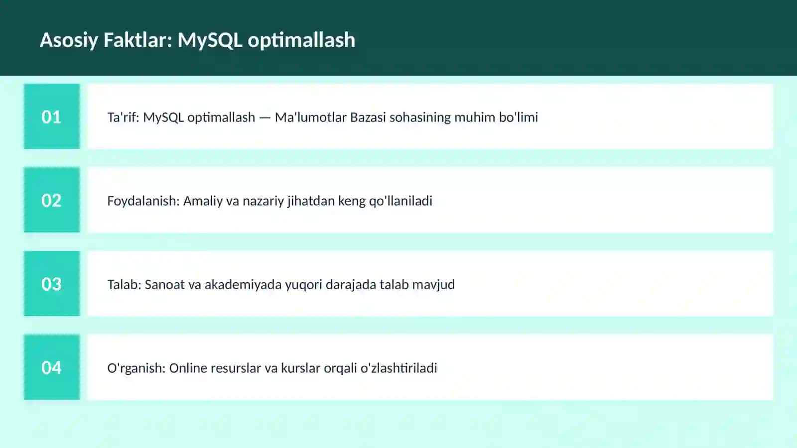 MySQL optimallash 3