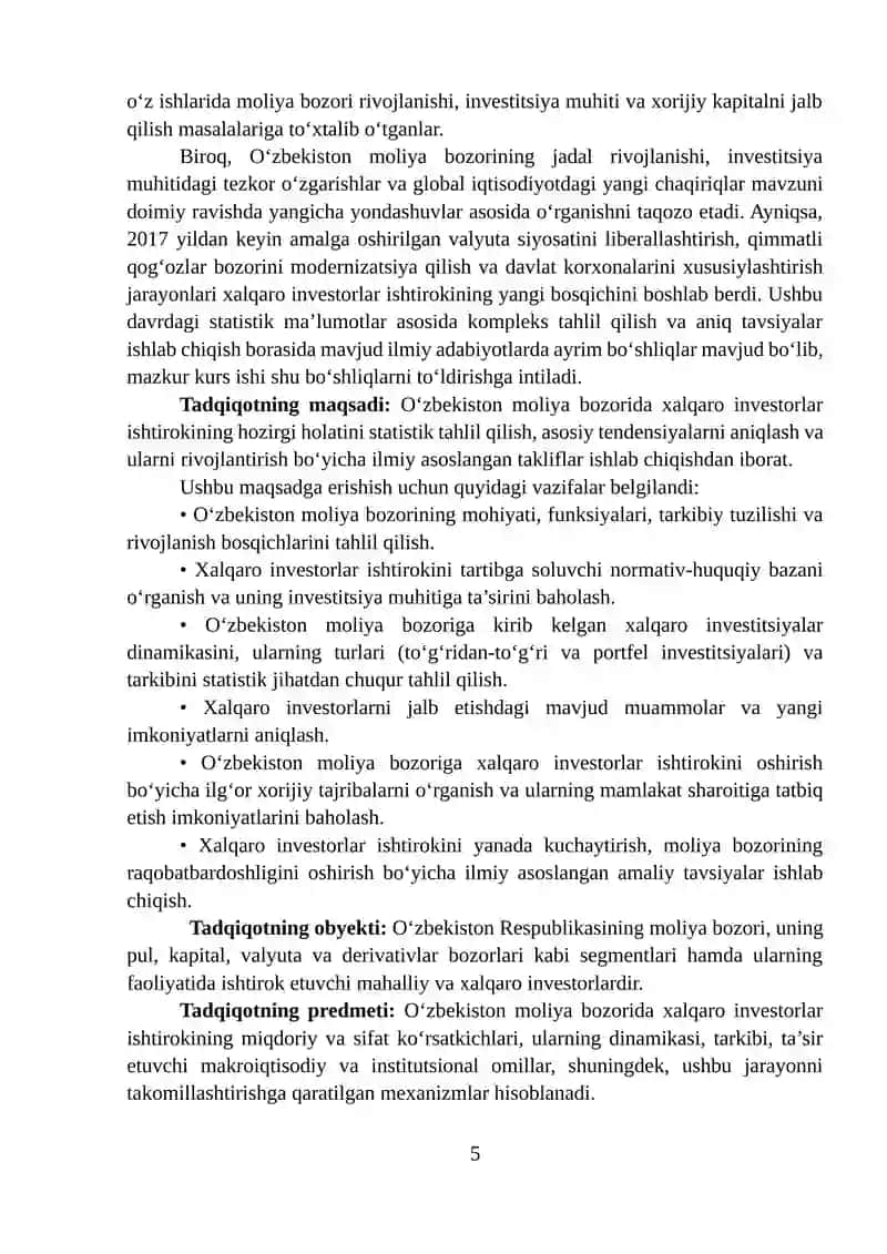 O‘zbekiston moliya bozorining nazariy asoslari va rivojlanish tendensiyalari 3
