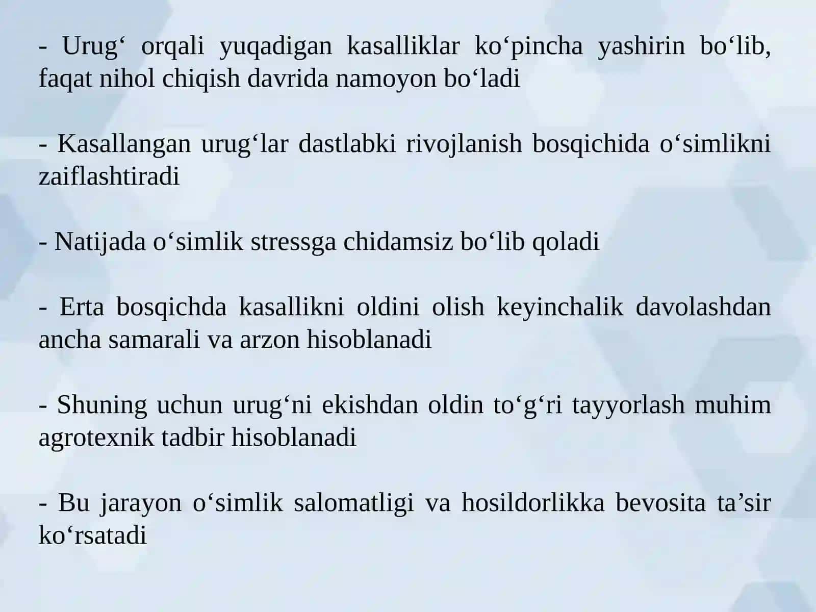 URUG‘LARNING PATOGENLARDAN HIMOYA QILISH USULLARI 3