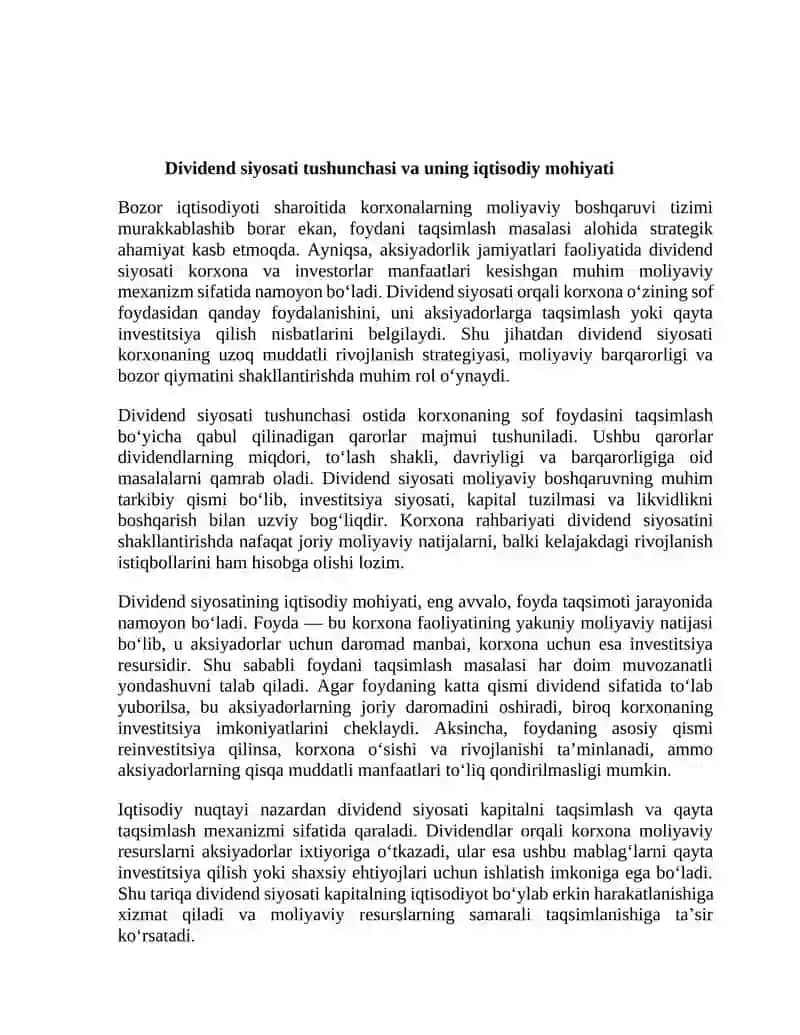 Dividend siyosatining nazariy asoslari 3