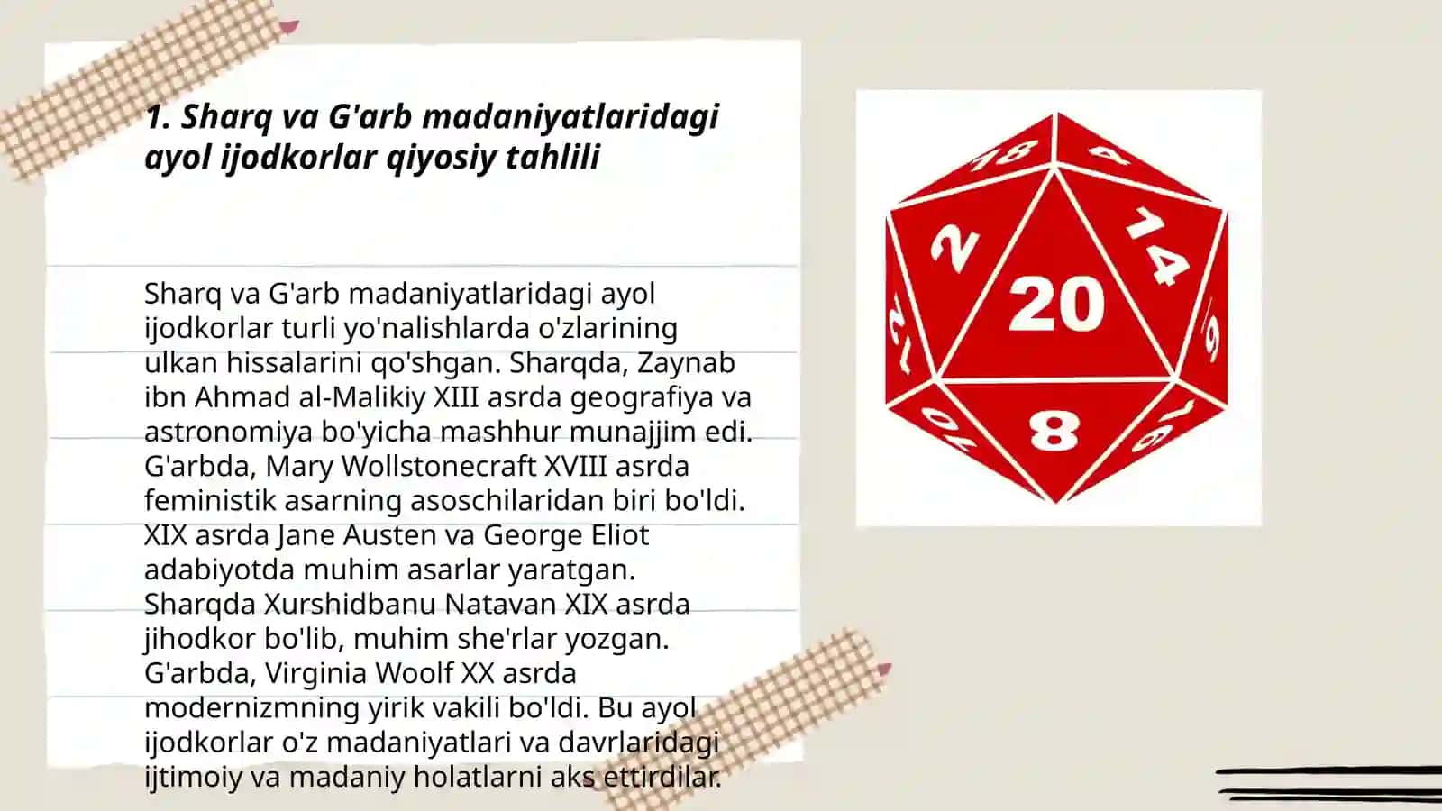 Sharq va G'arb ayol ijodkorlarining farqli va o'xshash jihatlari 3