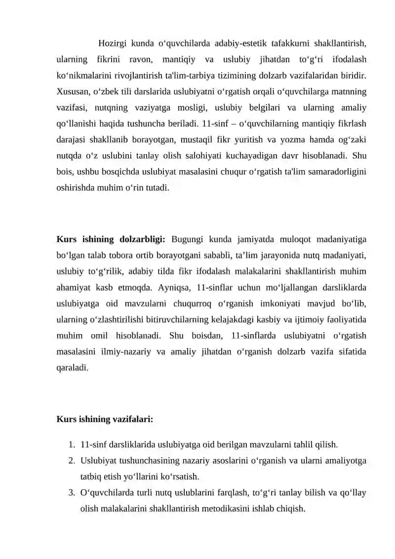 Sinflarda uslubiyatni o’rganish masalasi. 3