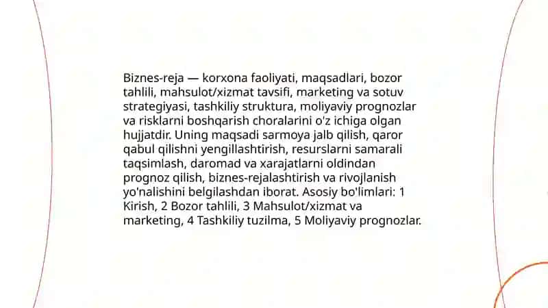 Muvaffaqiyatli biznes-reja tuzish va uning asosiy elementlari 3