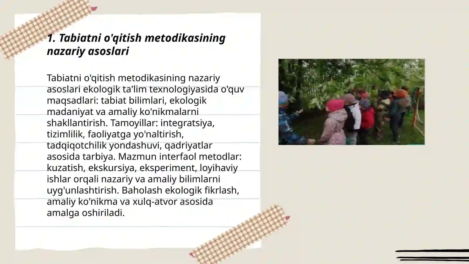 Tabiatni o'qitish metodikasi Ekologik ta'lim texnolgiyasi 3