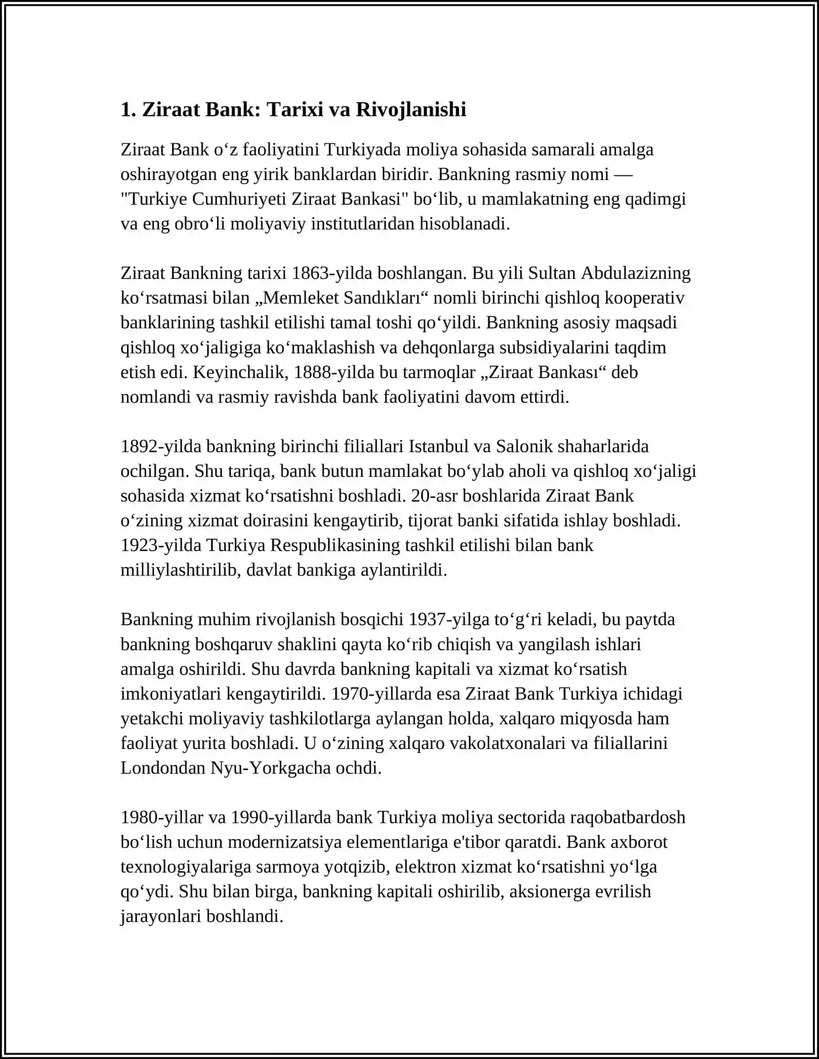 ZIRAAT BANK: MAQSADI VA VAZIFALARI 3