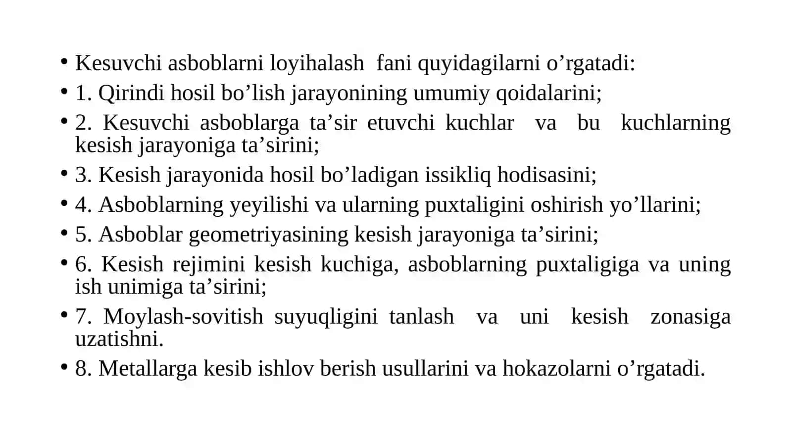 Kesuvchi asboblarning sinflarini tavsiya etilishi va tayinlanishi 3