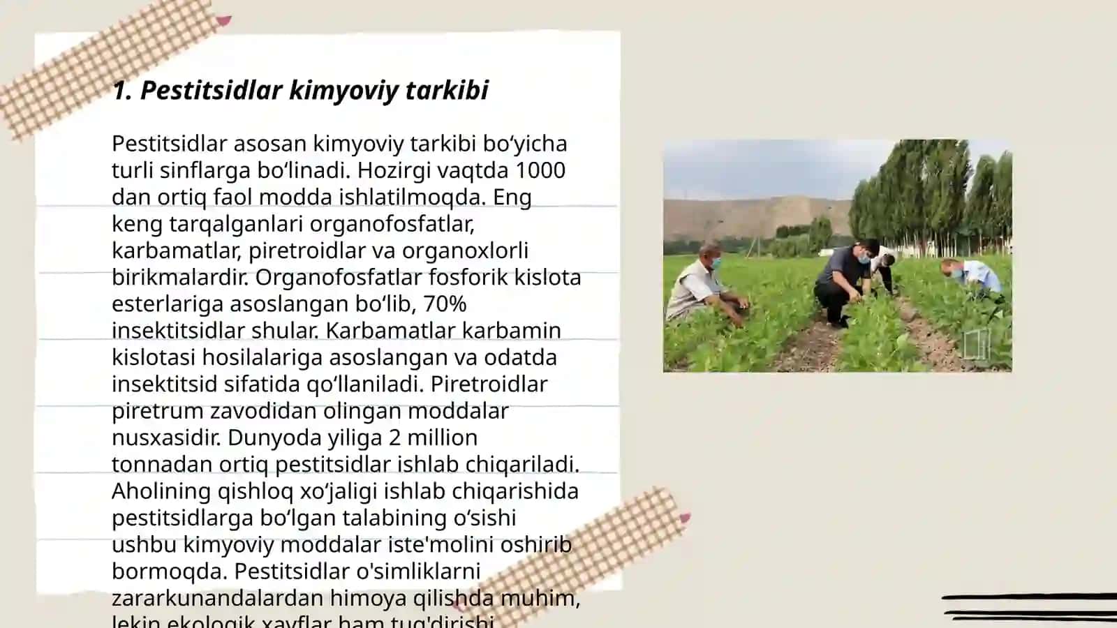 Pestitsidlarni qishloq xoʻjaligida ishlatilishi. Defoliant va deksikantlar 3