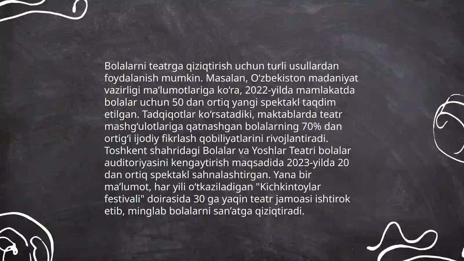 Bolalarni sahnalashtirish va ijodiy faoliyatga oʻrgatish slayd 3