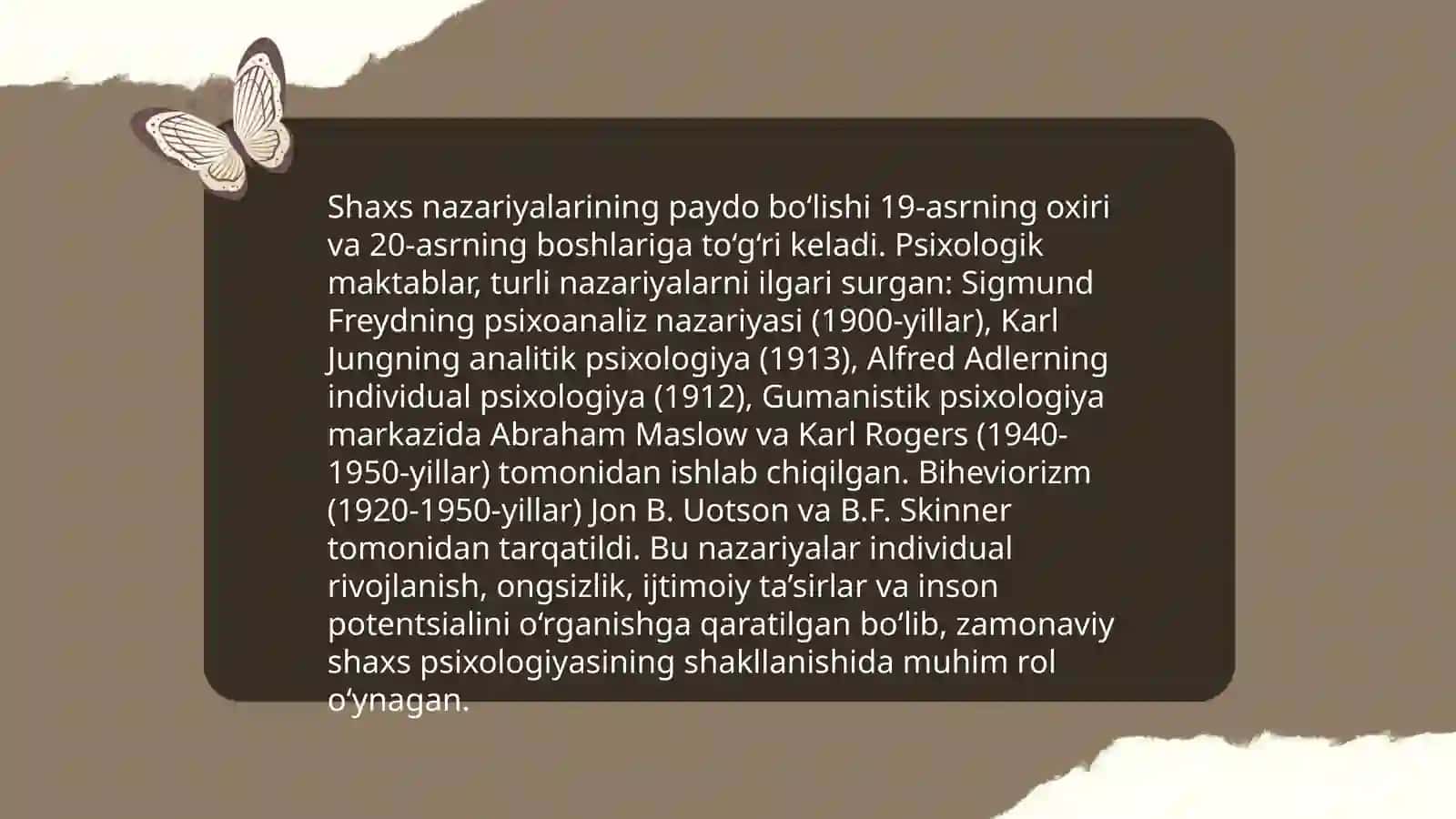 Shaxs nazariyalarining paydo bo‘lishi 3