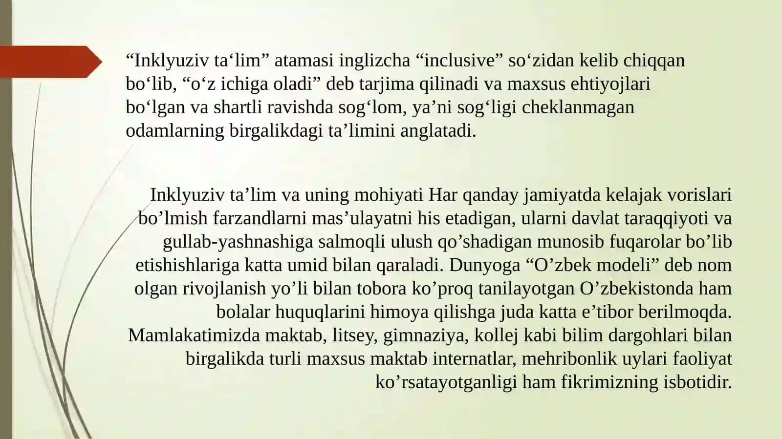 INKLYUZIV TA’LIMNING MOHIYATI, INTEGRATSION TA’LIMDAN FARQI VA IJTIMOIY REABILITATSIYA HAQIDA TUSHUNCHA BERISH 3