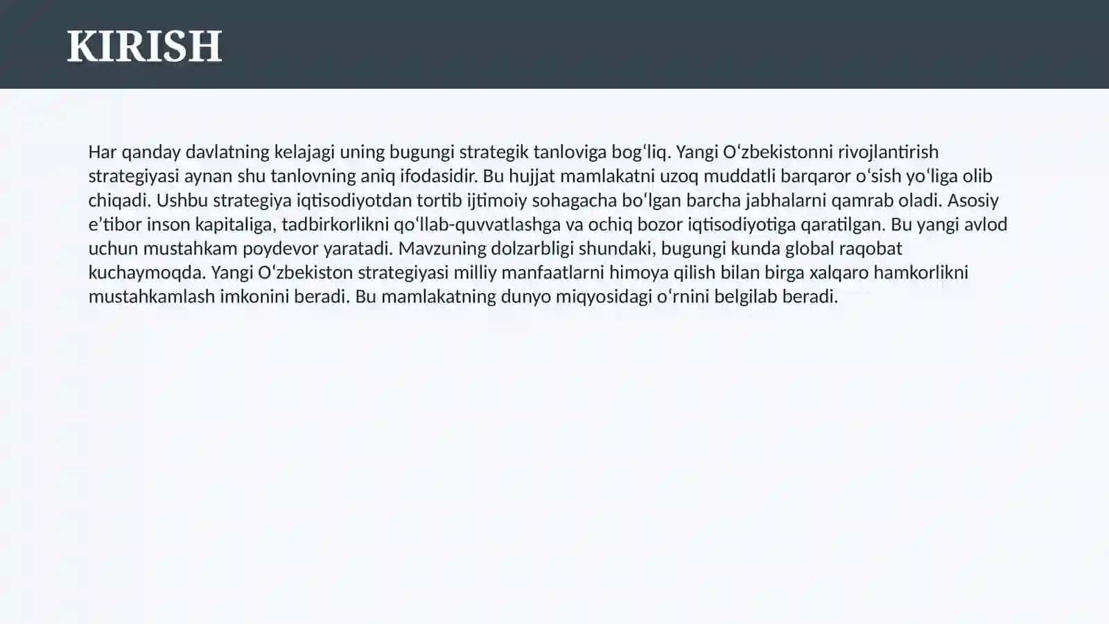 YANGI O'ZBEKISTONNI RIVOJLANTIRISH STRATEGIYASI 3