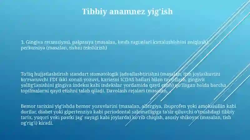 Stomatologik bemorlarni tekshirish usullari 3