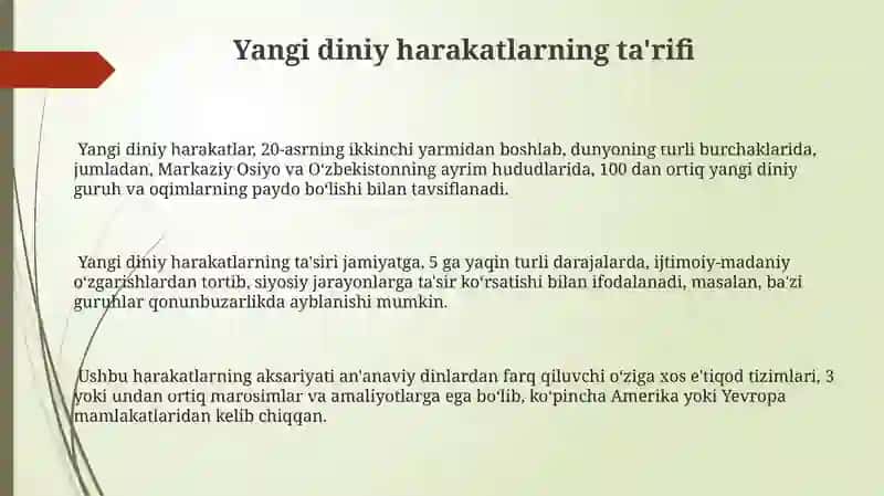 Yangi diniy harakatlarning ta'rifi 3