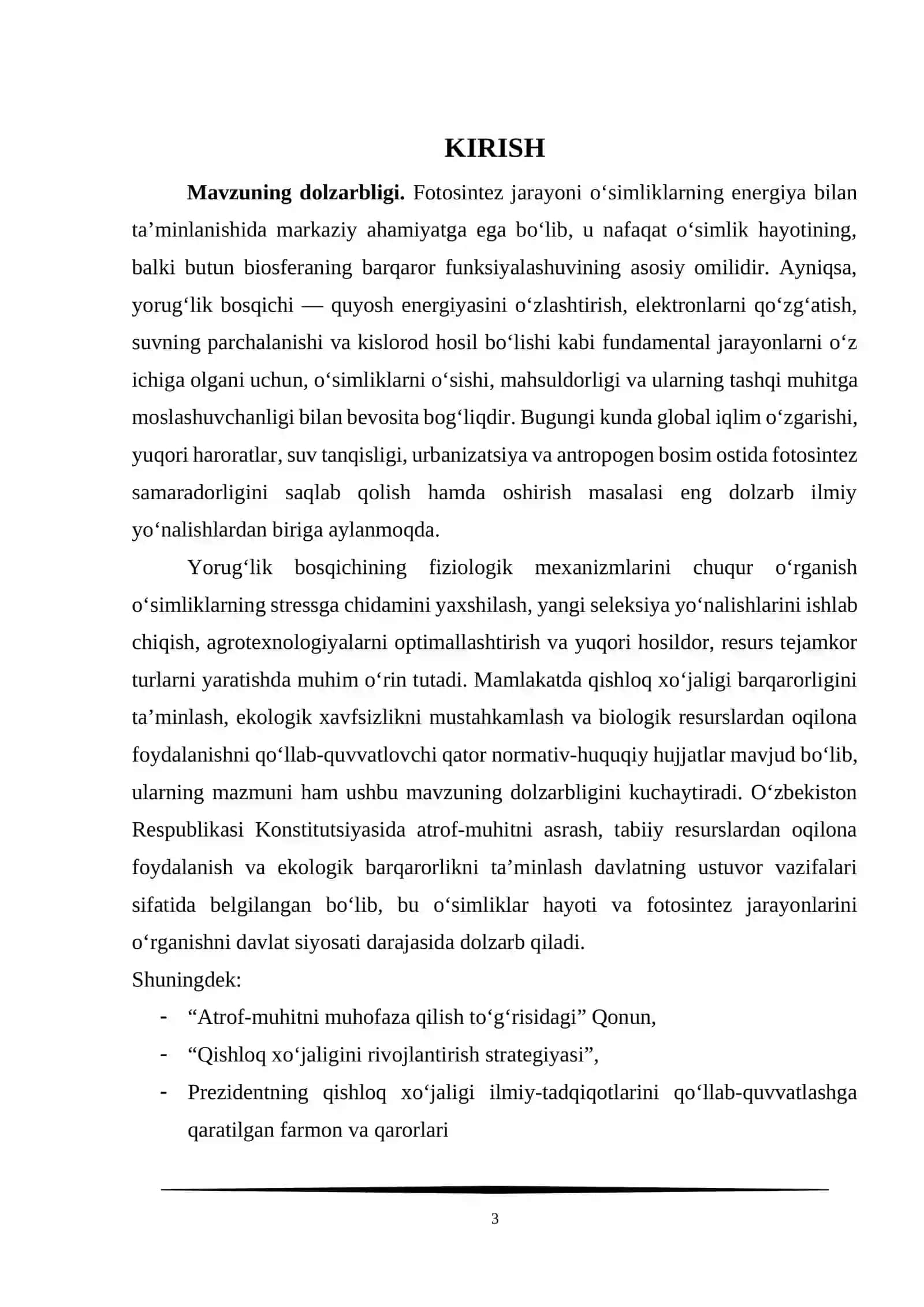 O‘simliklar fiziologiyasi fanidan KURS ISHI 3