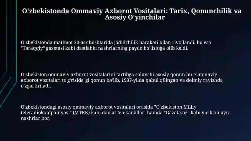 Oʻzbekiston Respublikasi ommaviy axborot vositalari faoliyati 3