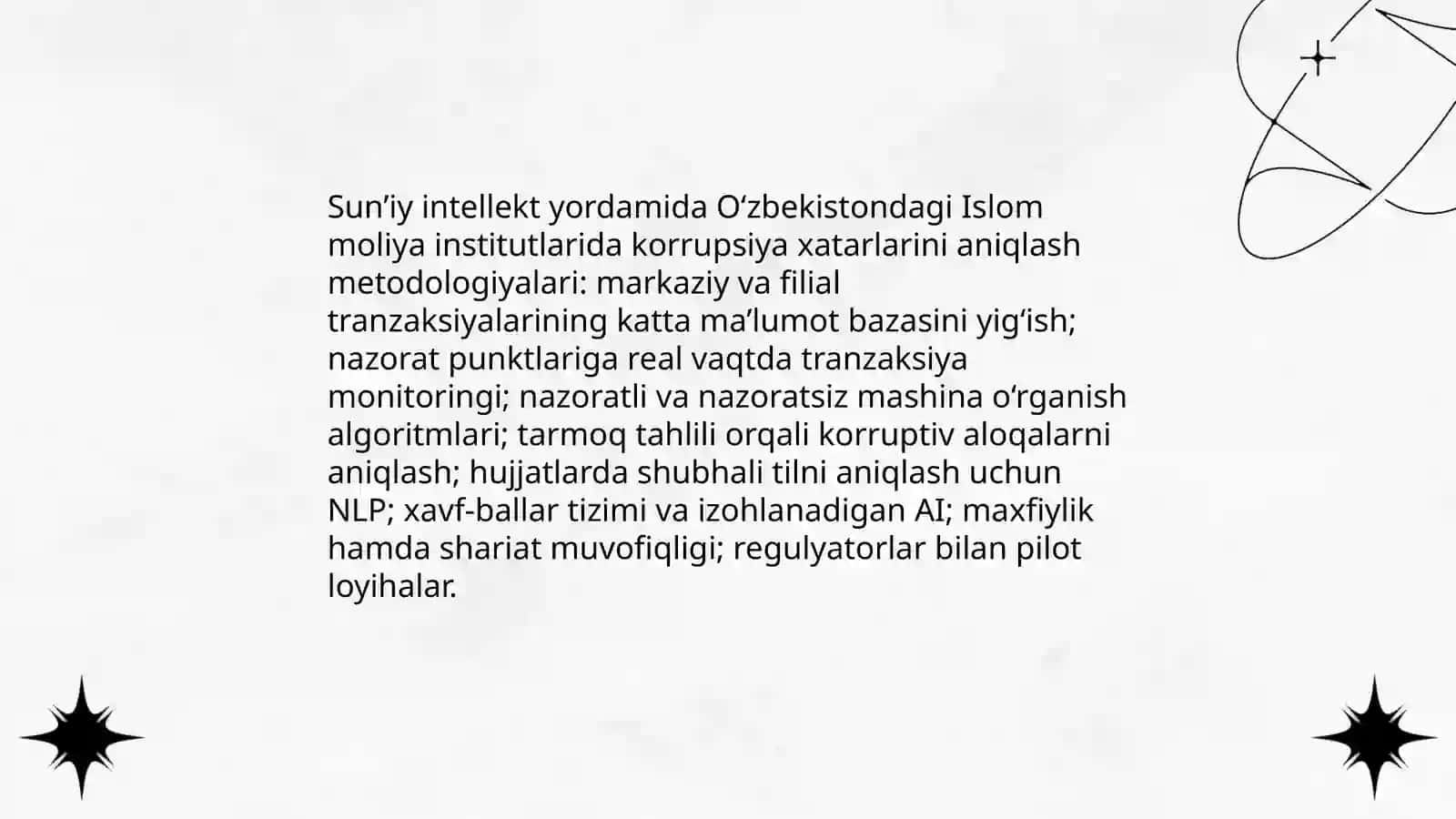 SUN’IY INTELLEKT VA REGTECH TEXNOLOGIYALARINING ISLOM MOLIYA TIZIMIDA KORRUPSIYAGA QARSHI KURASHISHDAGI O‘RNI: O‘ZBEKISTON TAJRIBASI 3