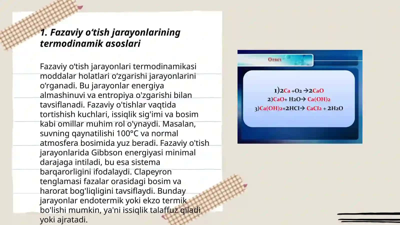 Termodinamik qonunlarini fazaviy oʻtish jarayonlariga qoʻllash 3