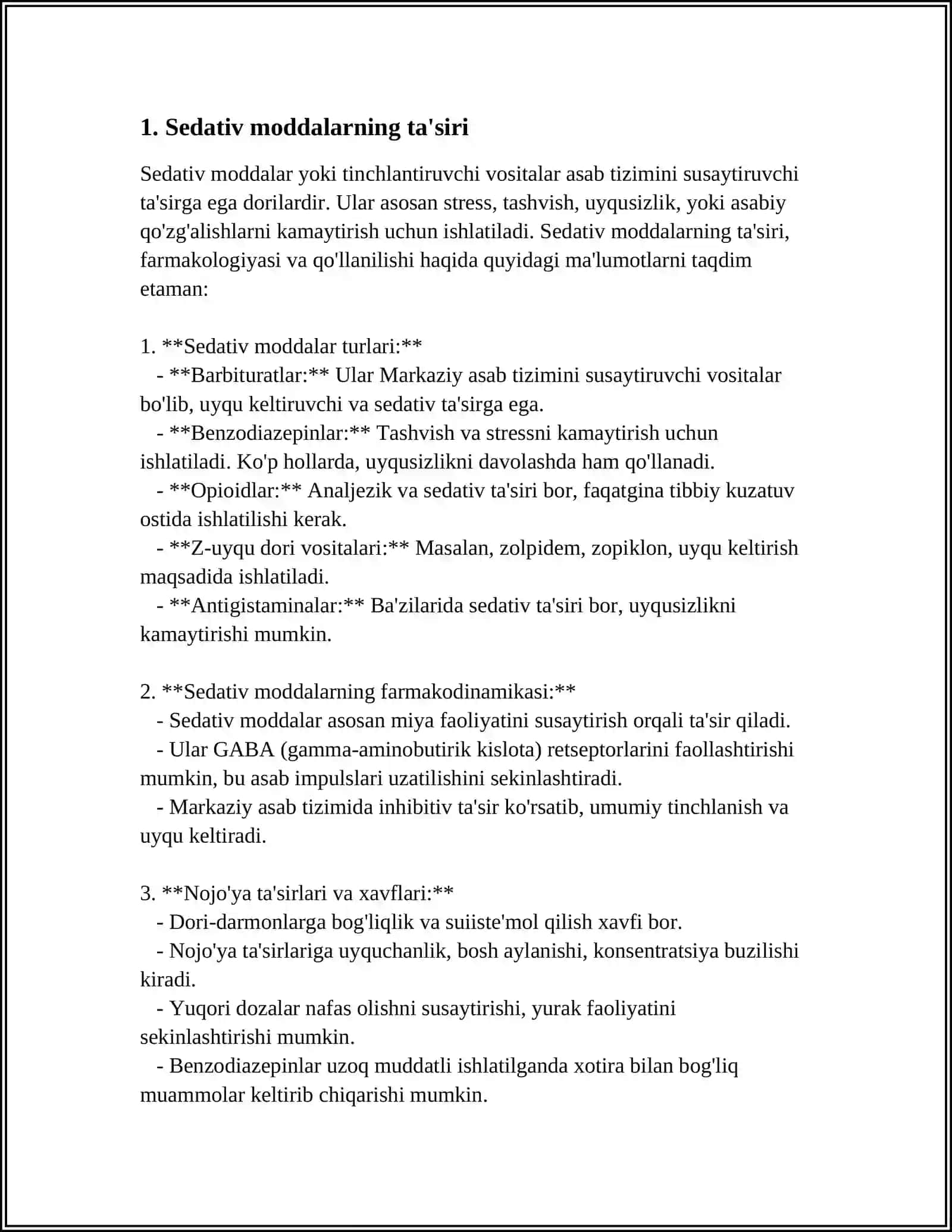 MARKAZIY NERV SISTEMASIGA TASIR QILADIGAN MODDALAR 3
