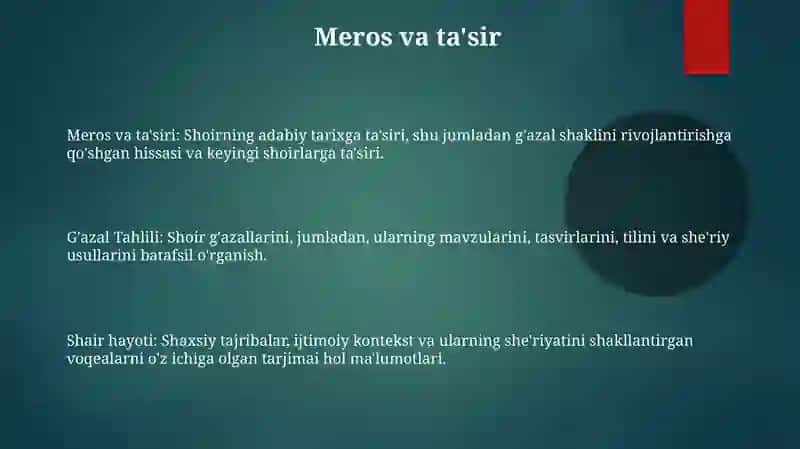 Gʻazal Tahlili: Mavzular, Motivlar va Uslublar 3