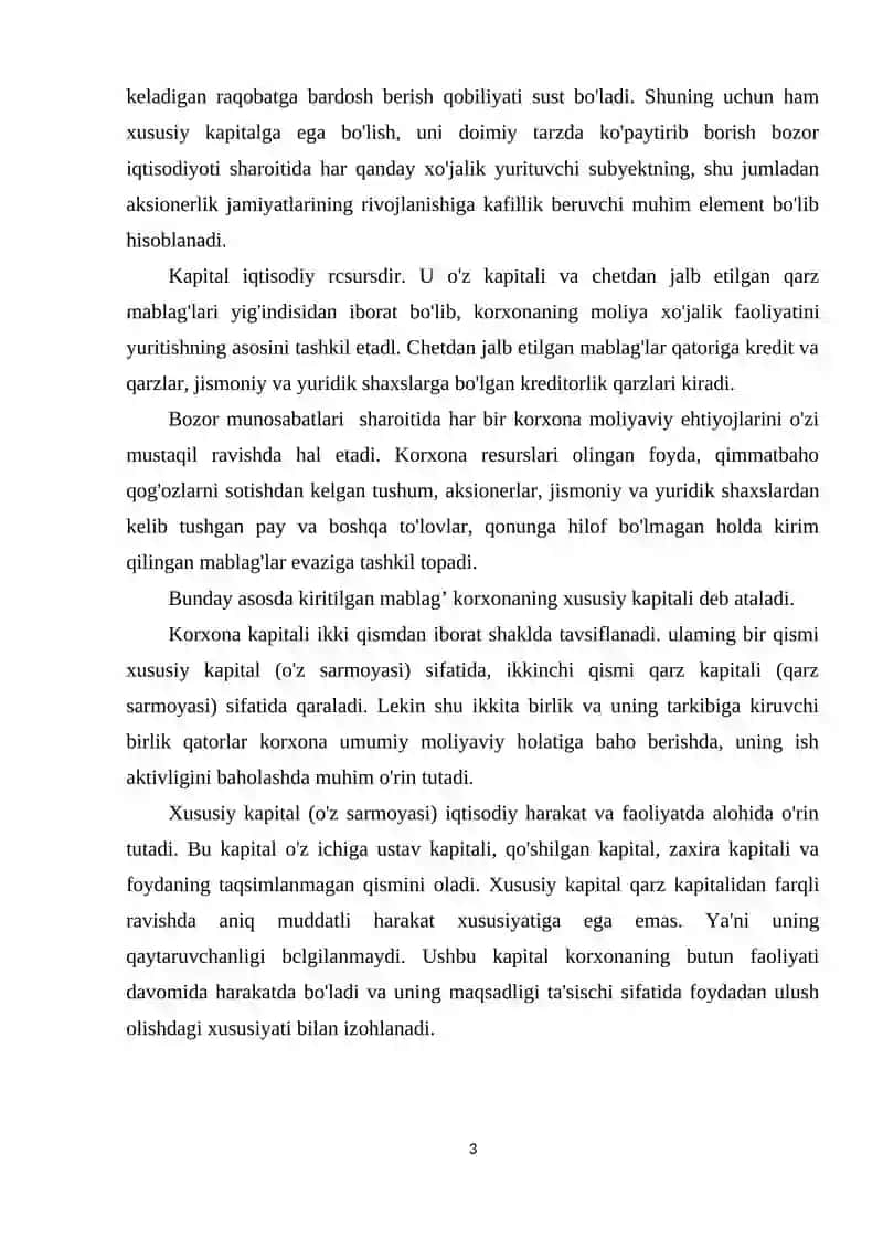 Xususiy kapital va uning tahlili 3
