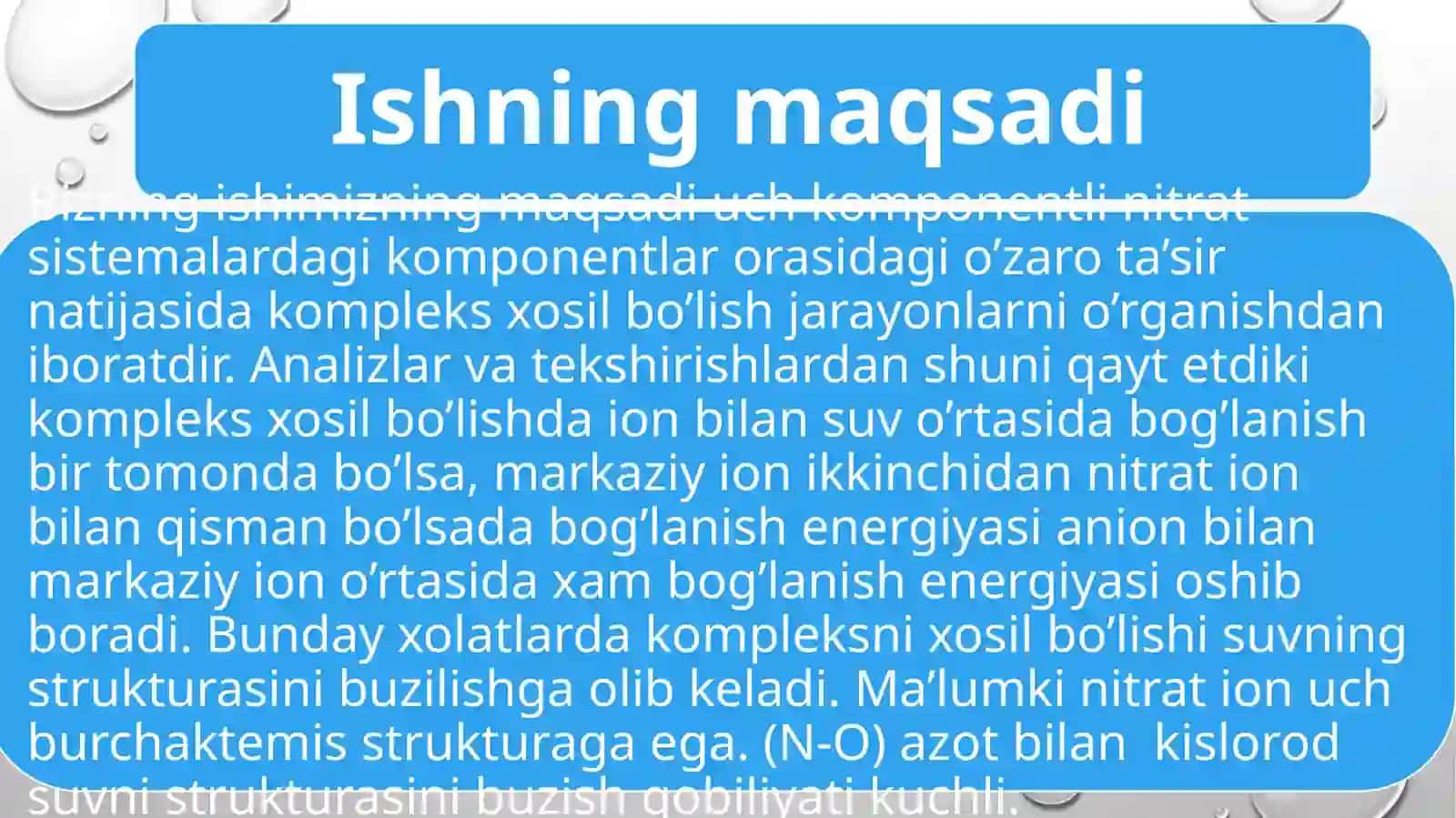 KADMIYNITRAT, NITRAT KISLOTA VA SUV SISTEMALARINI XAR XIL XARORATDAGI ERUVCHANLIGINI O’RGANISH 3