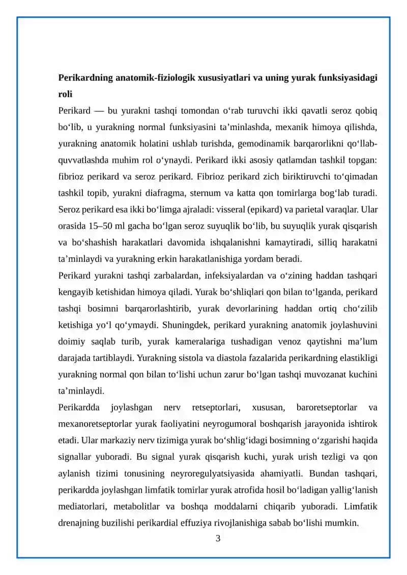 Perikard patofiziologiyasida yurak funksiyasining buzilishlari 3