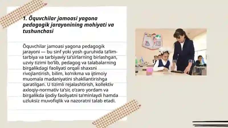 Õquvchilar jamoasi yagona pedagogik jarayonining asosiy shakli 3