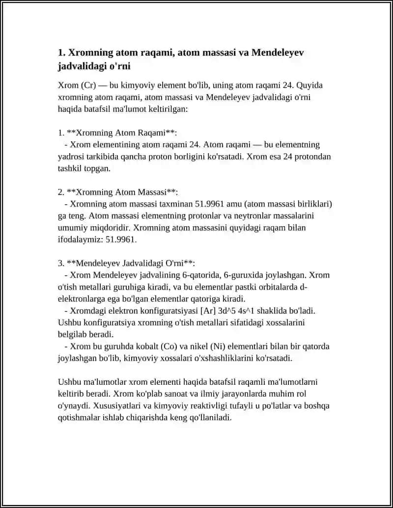 MENDELEYEV DAVRIY JADVALI XROM 3