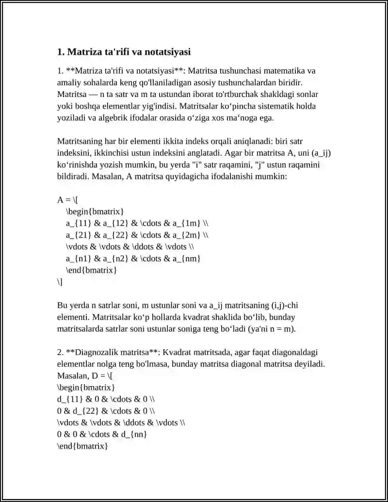 MATRITSALAR VA ULAR USTIDA AMALLAR 3