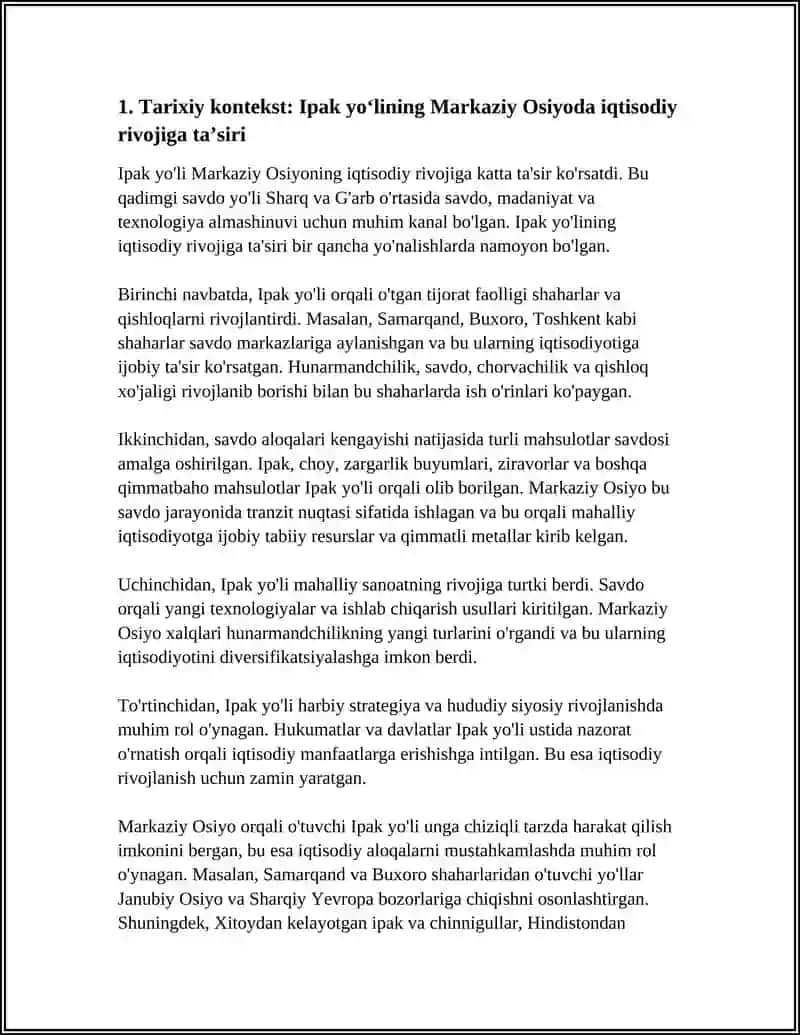 10-BUYUK IPAK YOʻLINING MARKAZIY OSIYODA IQTISODIY MUNOSABATLAR RIVOJLANISHDAGI OʻRNI 3