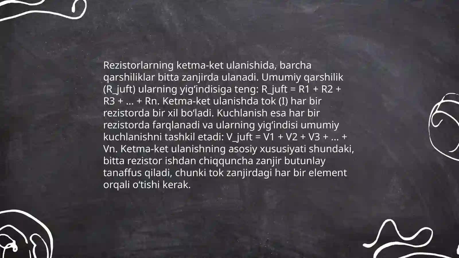 Rezistor induktiv ğaltak va kondensator elementlarni ketma ket paralel va aralash ulash 3