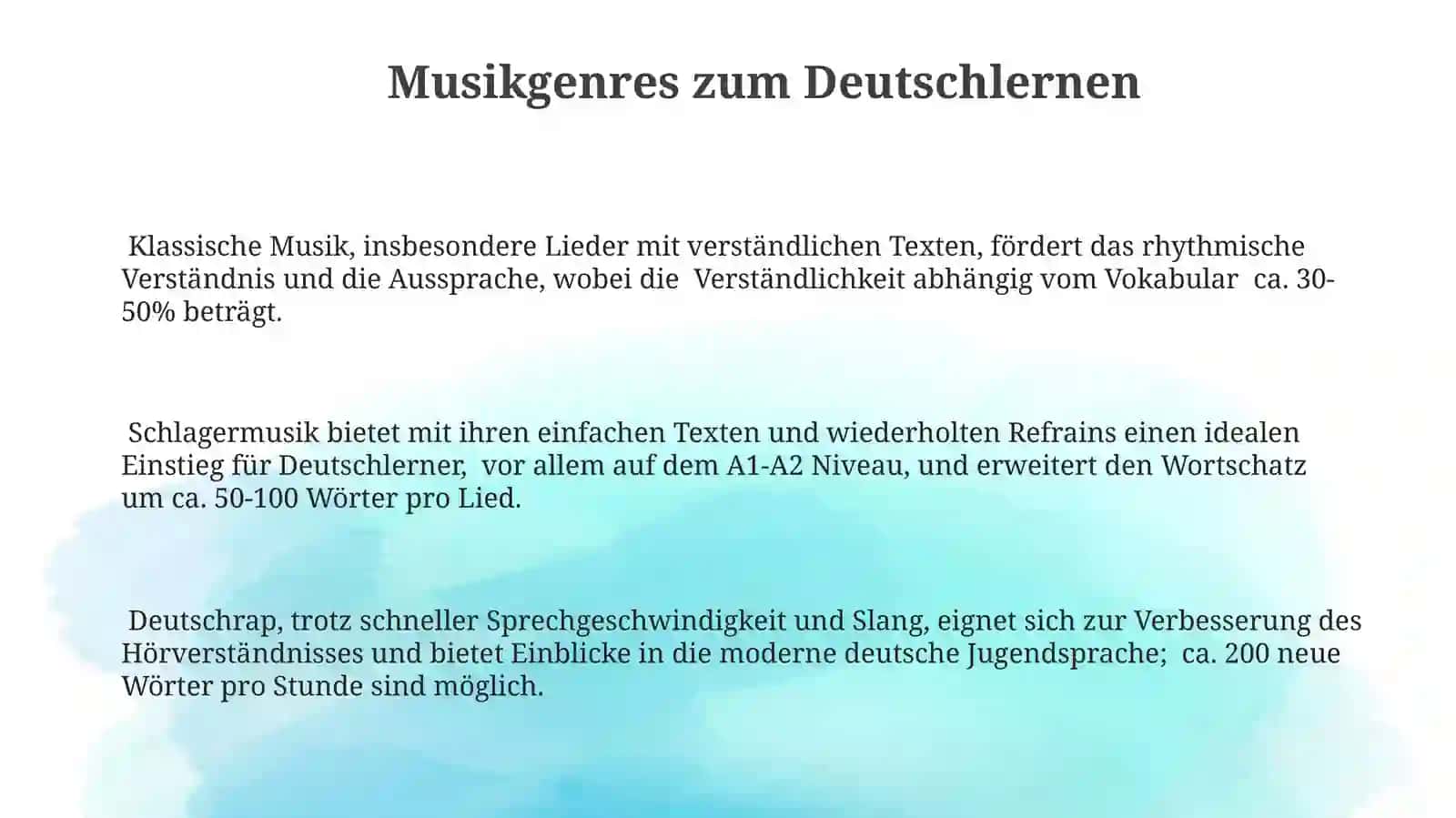 Deutschlernen mit Musik und Liedern 3