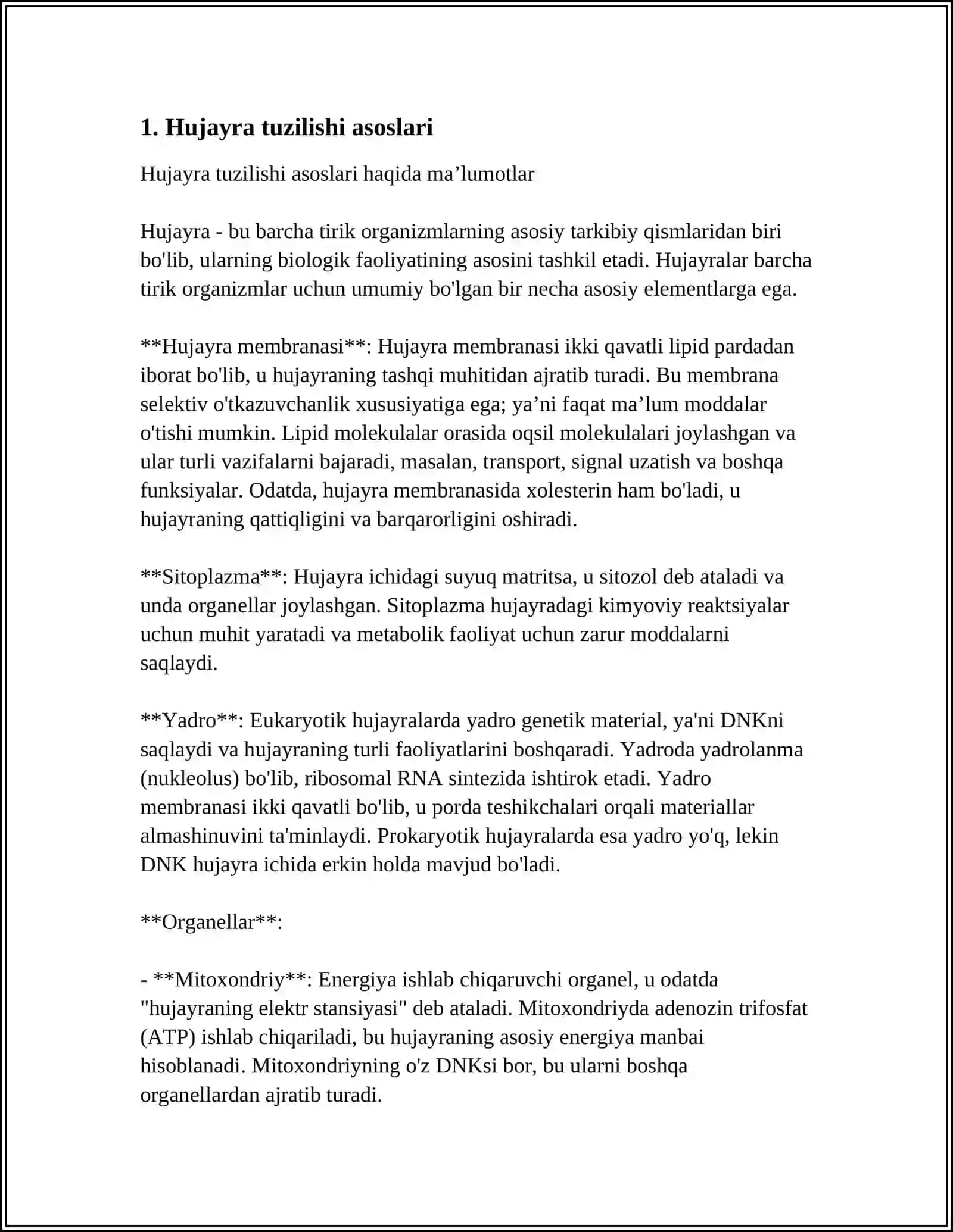 HUJAYRA TUZILISHI HUJAYRA NAZARIYASI HAYVON VA ODAM XROMOSOMALARNING MODEFIKATSION XARAKTERISTIKASI 3