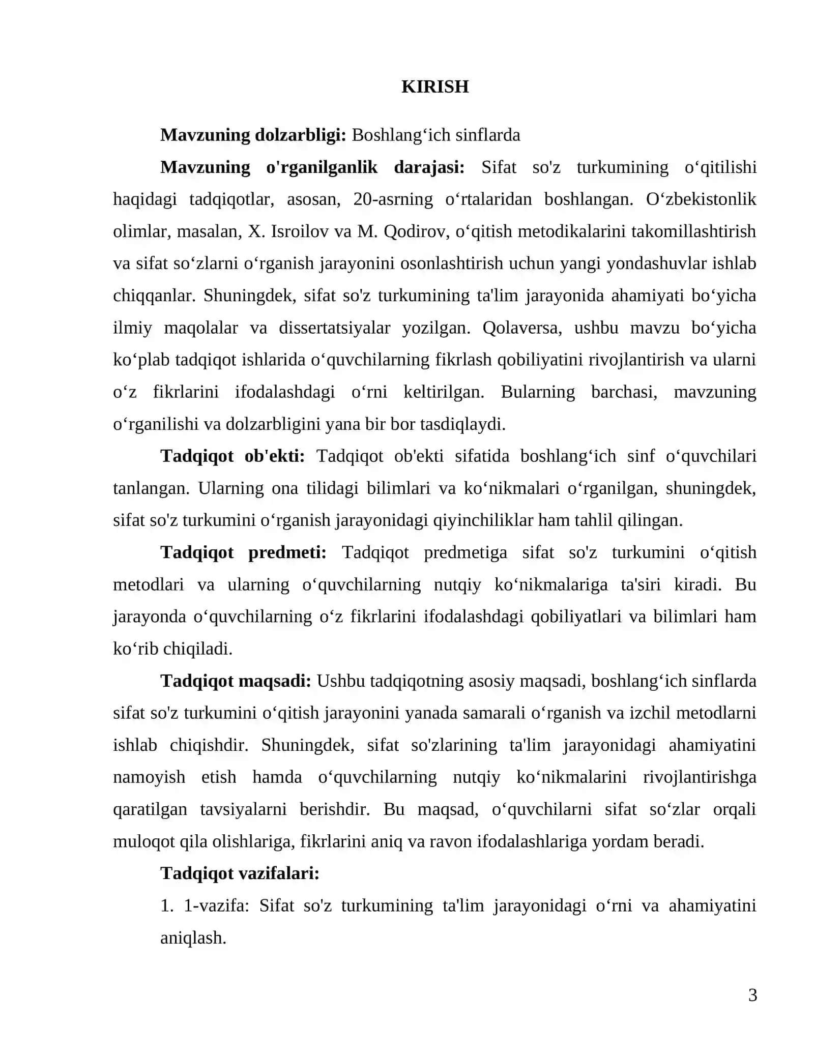 Boshlang‘ich sinflarda "Sifat soz turkumini"o‘qitishda izchillik 3