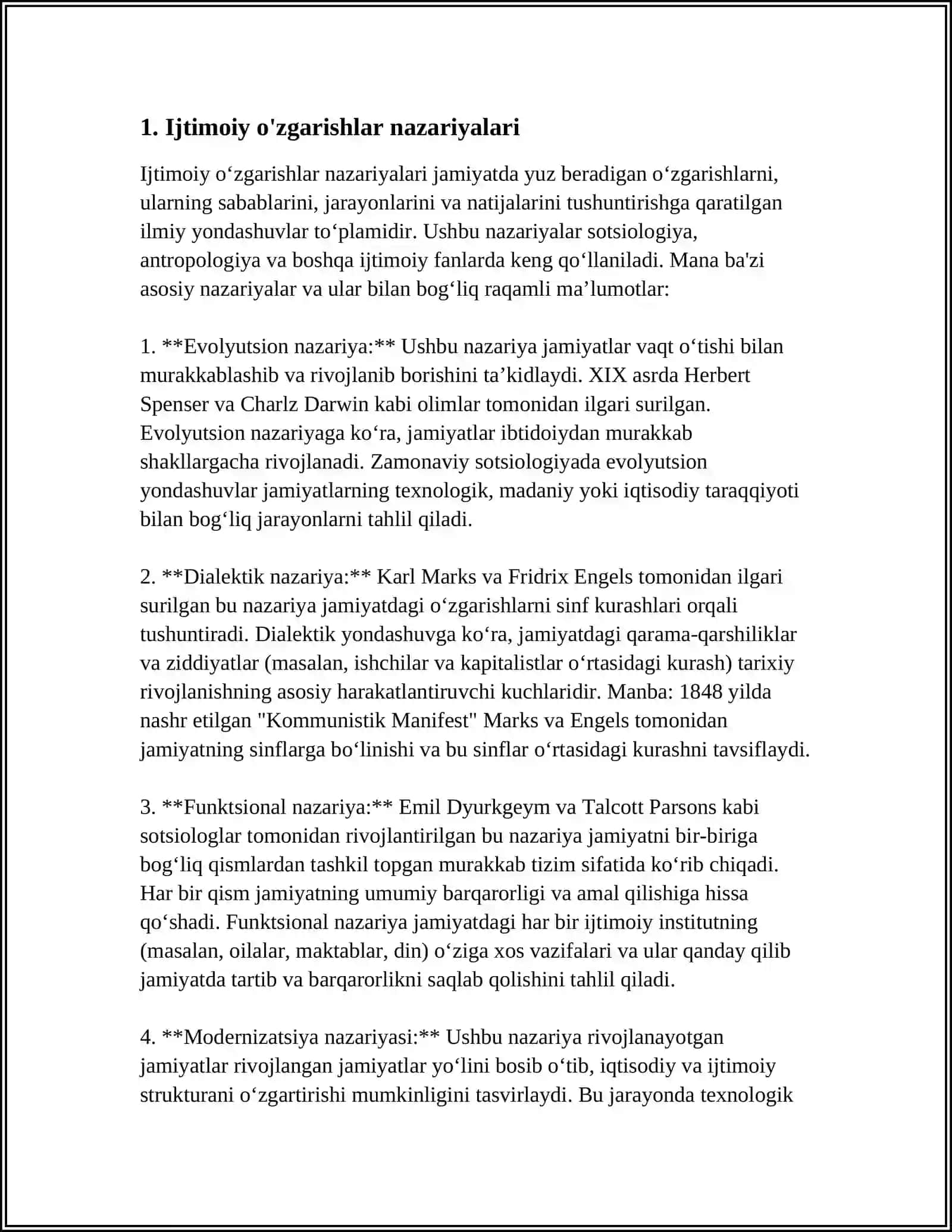 Ijtimoiy va iqtisodiy o'zgarishlar: Nazariya va amaliyot 3