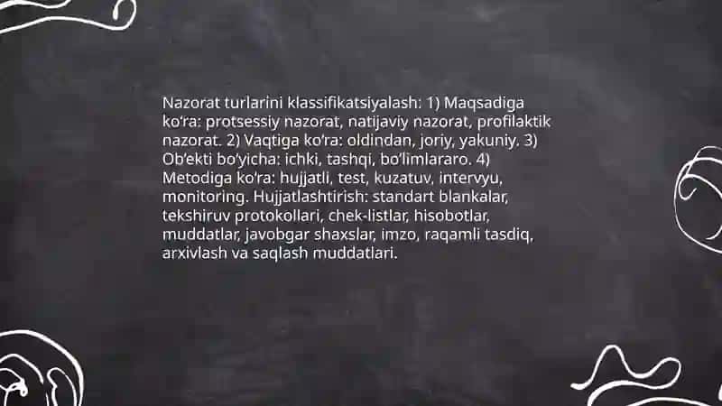 Nazorat turlari va usullari boʻyicha oʻquv hujjatlarini tuzish 3