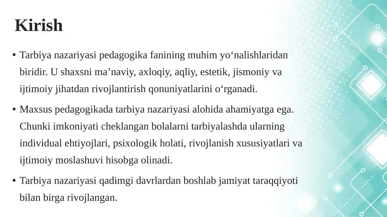 Tarbiya nazariyasining tarixi 3