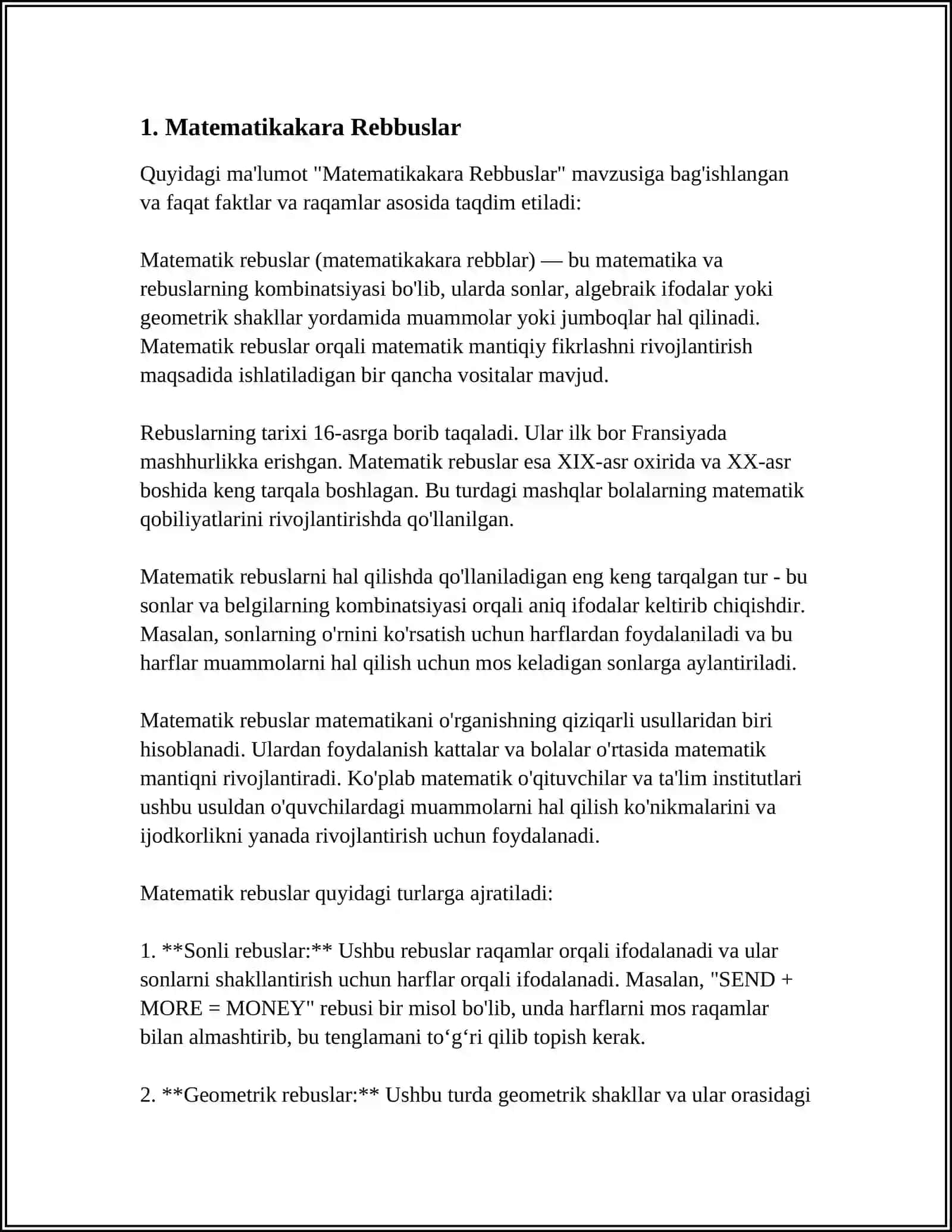 Matematikakara Rebbuslar 3