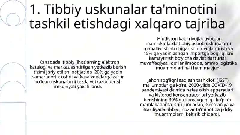 Tibbiy uskunalar ta'minotini tashkil etishdagi xalqaro tajriba 3