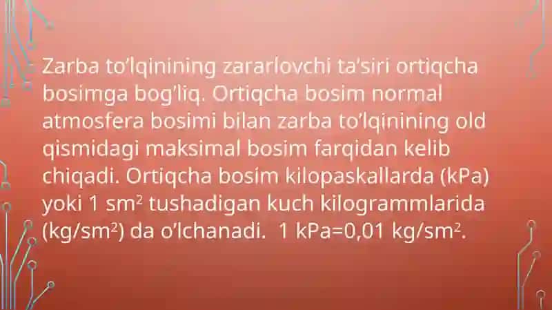 To`lqin zarbi. Jabrlanish zonalari tavsifi. Yoruglik ajralishi. Otuvchi nurlar 3